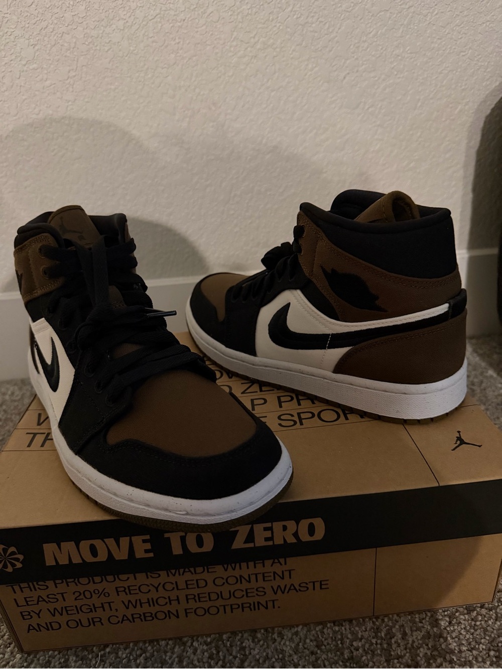 Jordan Women’s High-Top Sneakers in Brown, Black & White